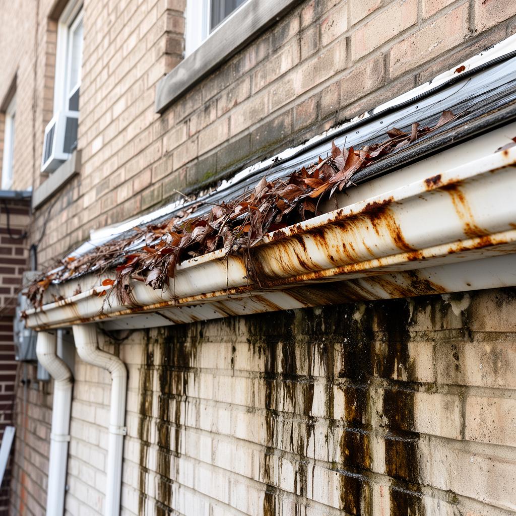 before seamless gutter installation in Brooklyn — IronSky Roofing
