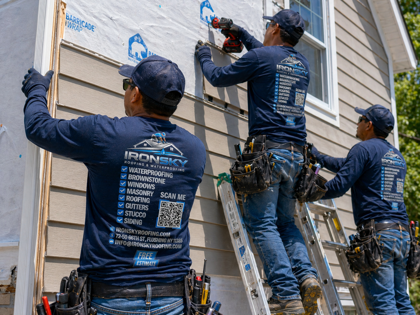 IronSky crew installing new vinyl siding on a NYC home