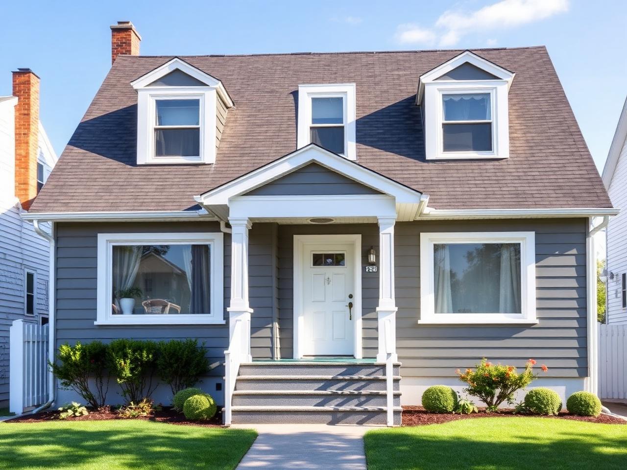 Finished Queens home with brand-new gray fiber-cement siding and white trim
