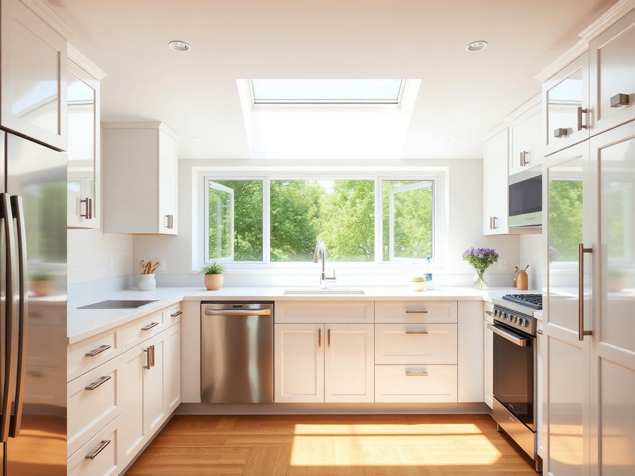 Bright kitchen illuminated by a newly installed skylight