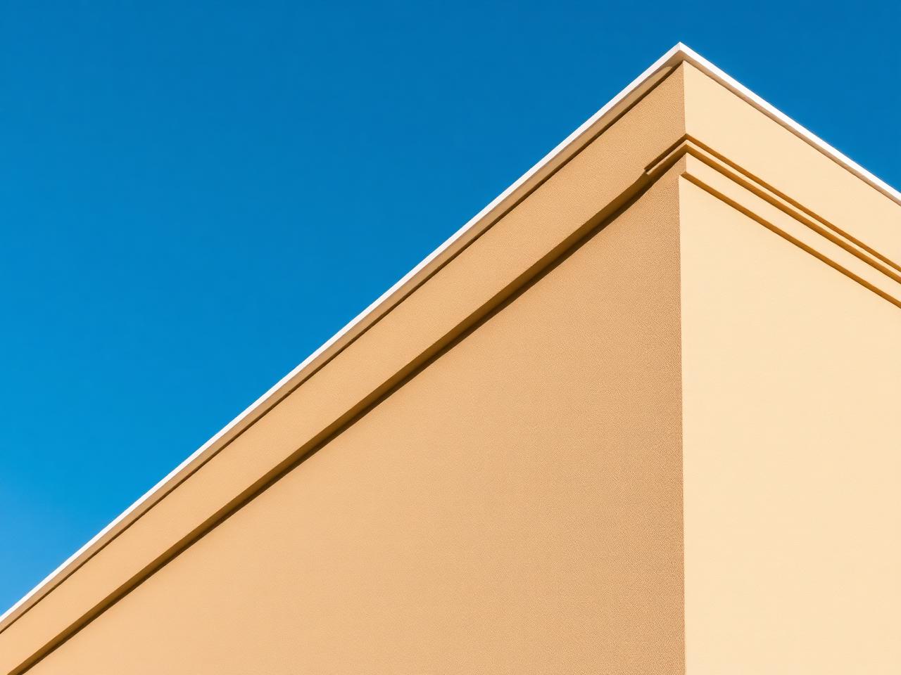 Finished tan stucco corner with crisp straight corner bead