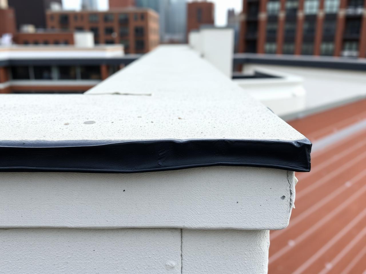 Finished parapet wall flashing detail after waterproofing
