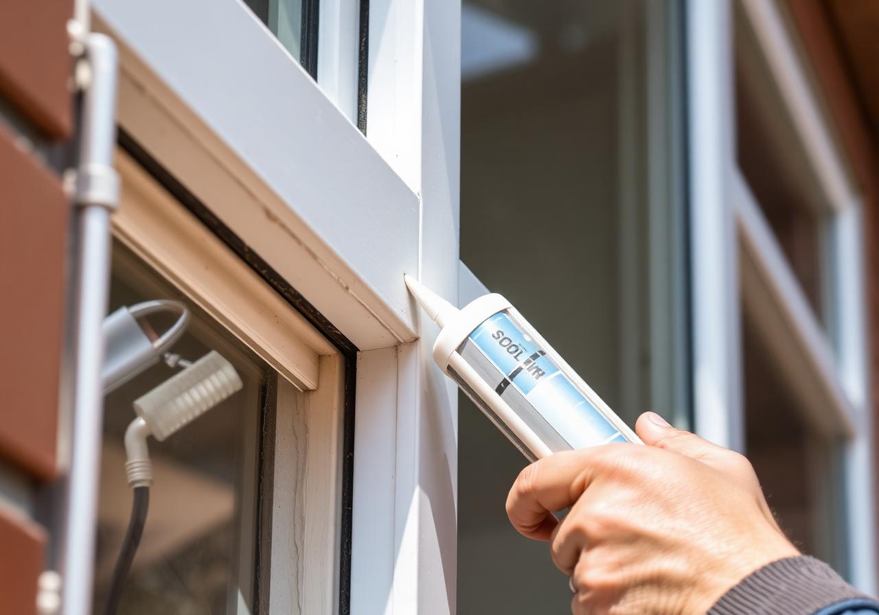 Sealant applied around an exterior window frame